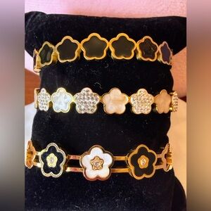 Gold Flower Hinge Bangle